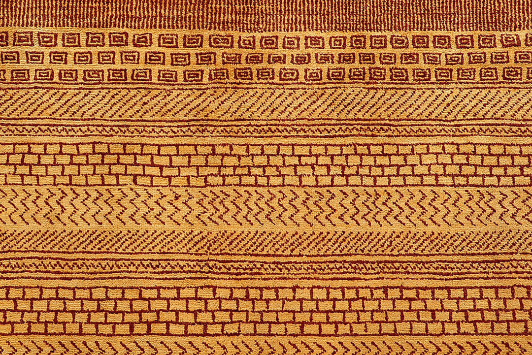 Brown Pakistani Gabbeh Rug 8' 2" x 10' 2" Hand-Knotted | No. QA19155