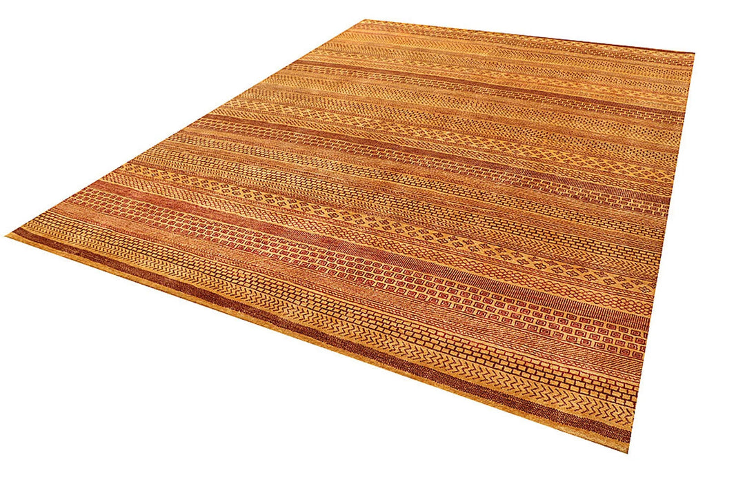 Brown Pakistani Gabbeh Rug 8' 2" x 10' 2" Hand-Knotted | No. QA19155