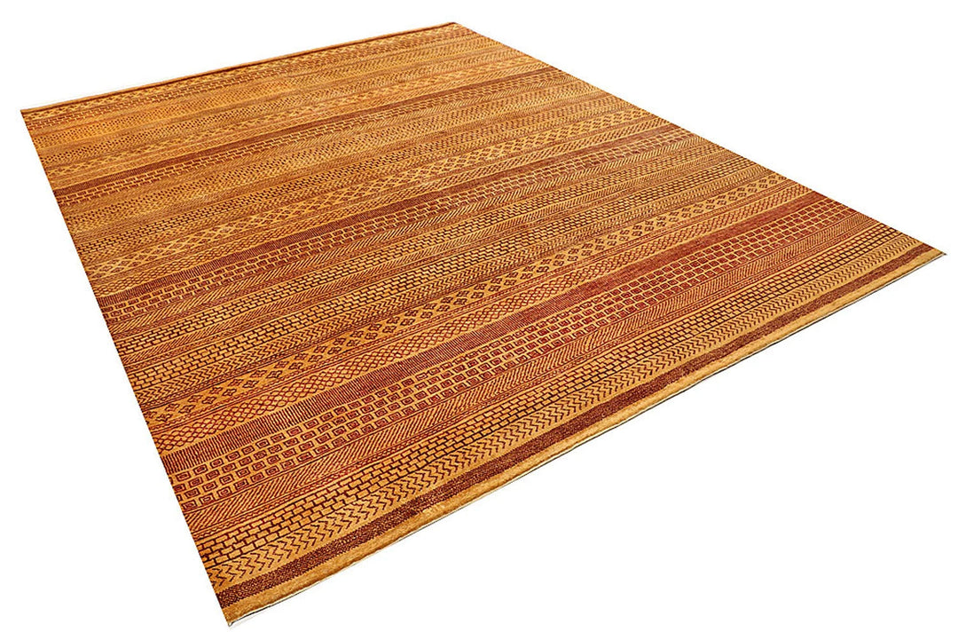 Brown Pakistani Gabbeh Rug 8' 2" x 10' 2" Hand-Knotted | No. QA19155