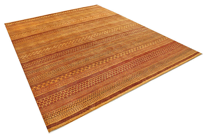 Brown Pakistani Gabbeh Rug 8' 2" x 10' 2" Hand-Knotted | No. QA19155