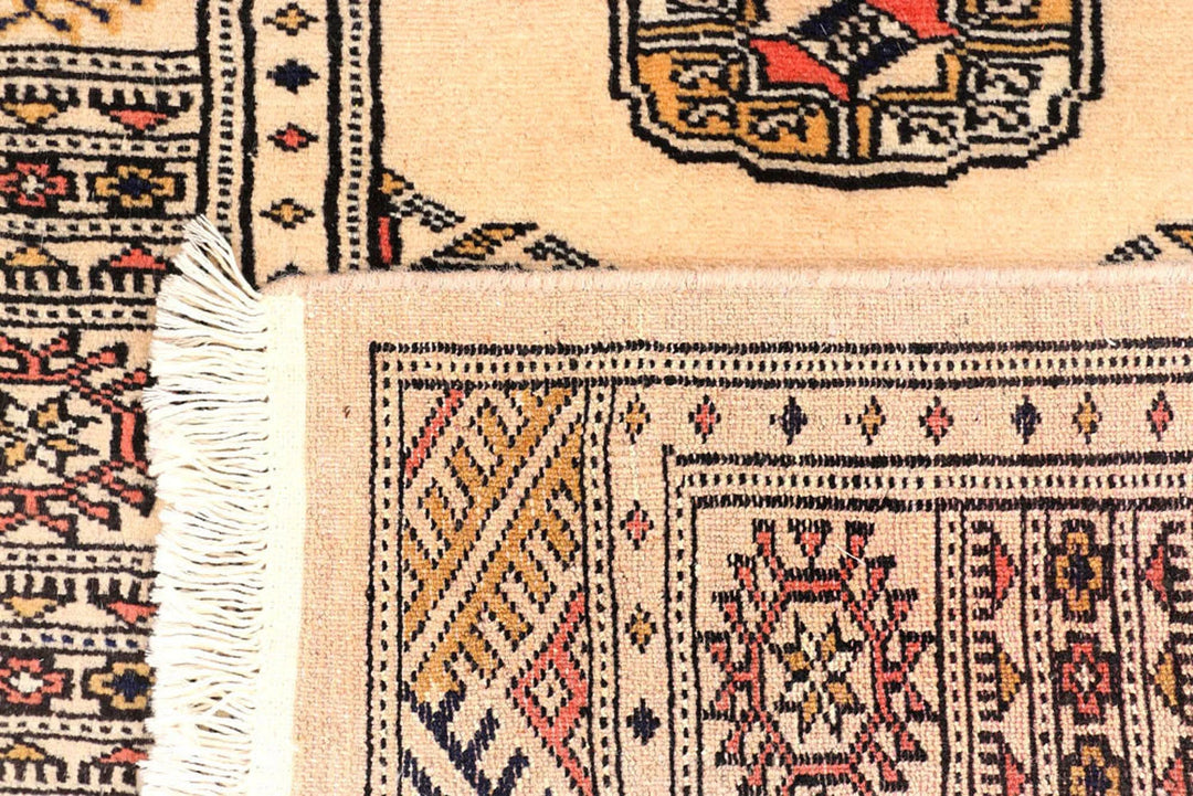 Antique White Pakistani Bokhara Rug 2' 6" x 9' 5" Hand-Knotted | No. QA19194