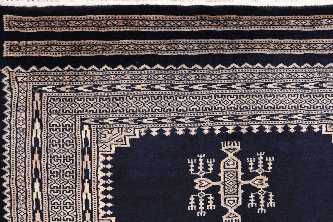 Midnight Blue Pakistani Jaldar Rug 3' 2" x 5' 5" Hand-Knotted | No. QA19316