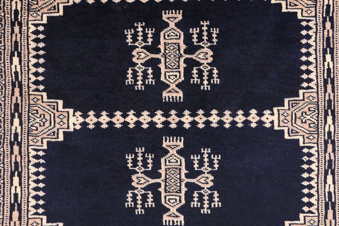 Midnight Blue Pakistani Jaldar Rug 3' 2" x 5' 5" Hand-Knotted | No. QA19316