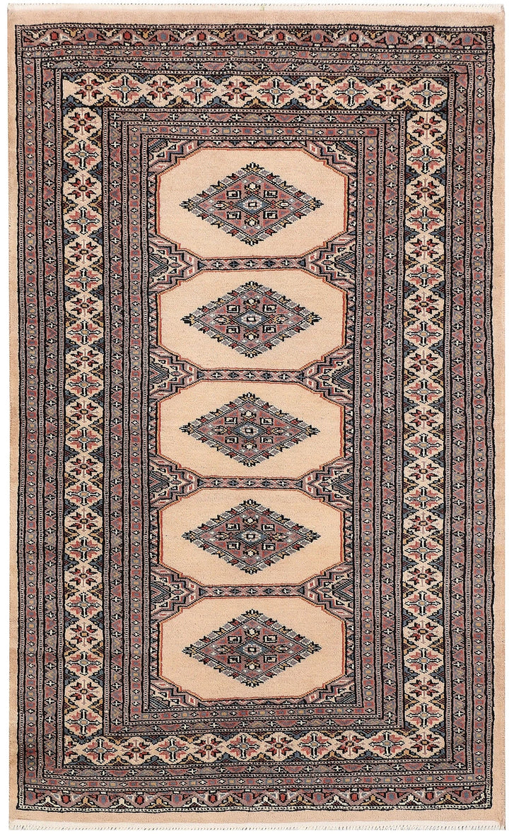 Brown Pakistani Jaldar Rug 3' 1" x 5' 1" Hand-Knotted | No. QA19324