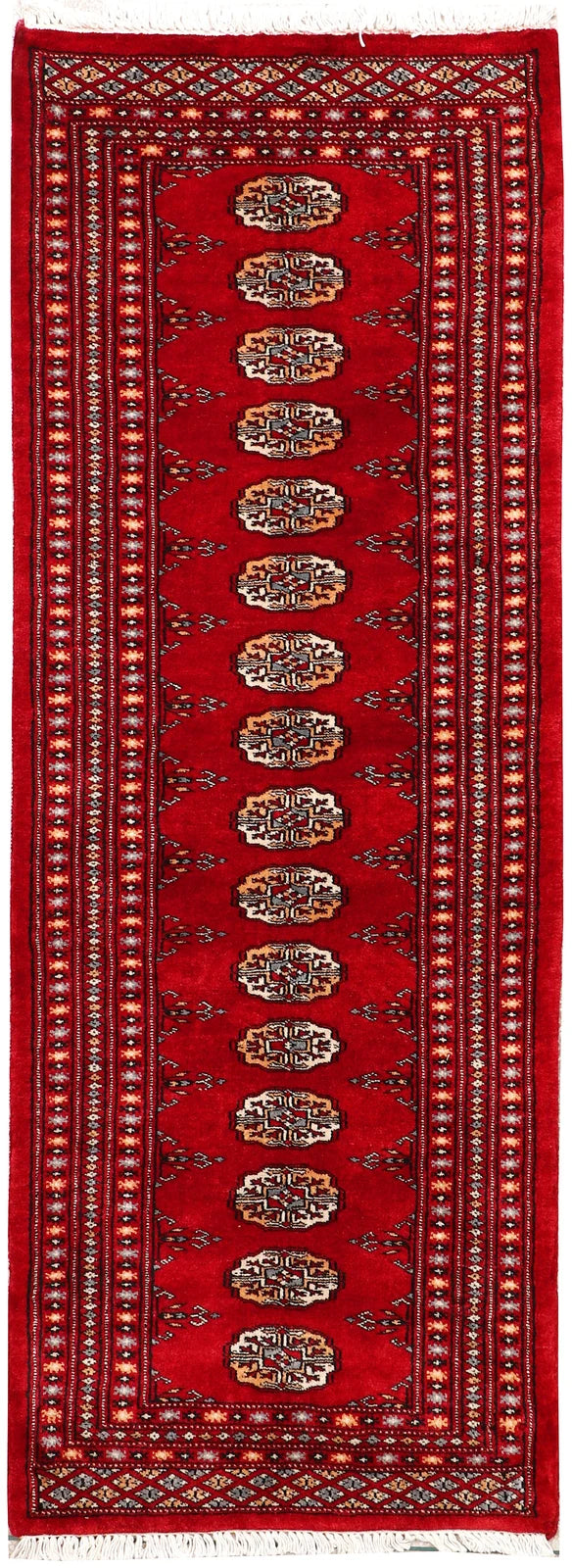Dark Red Pakistani Bokhara Rug 2' 2" x 5' 9" Hand-Knotted | No. QA19403