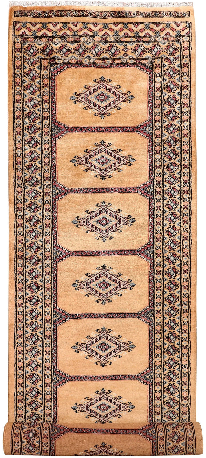 Brown Pakistani Jaldar Rug 2' 7" x 10' Hand-Knotted | No. QA19410