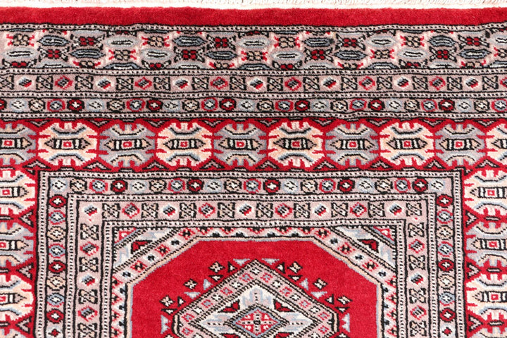 Dark Red Pakistani Jaldar Rug 3' 2" x 6' 7" Hand-Knotted | No. QA19486