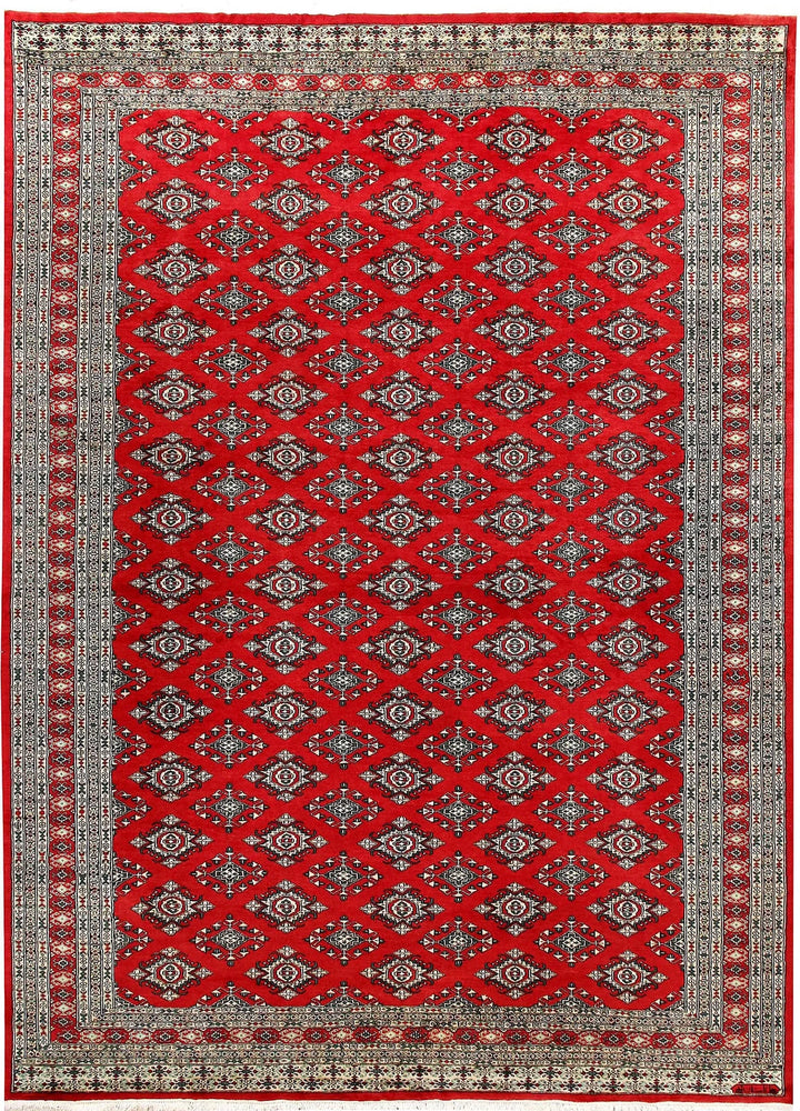 Red Pakistani Jaldar Rug 8' 2" x 11' 4" Hand-Knotted | No. QA19521