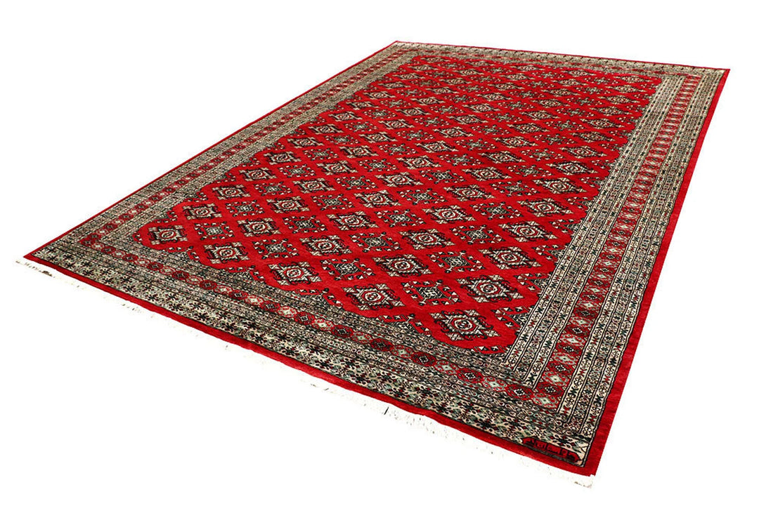 Red Pakistani Jaldar Rug 8' 2" x 11' 4" Hand-Knotted | No. QA19521