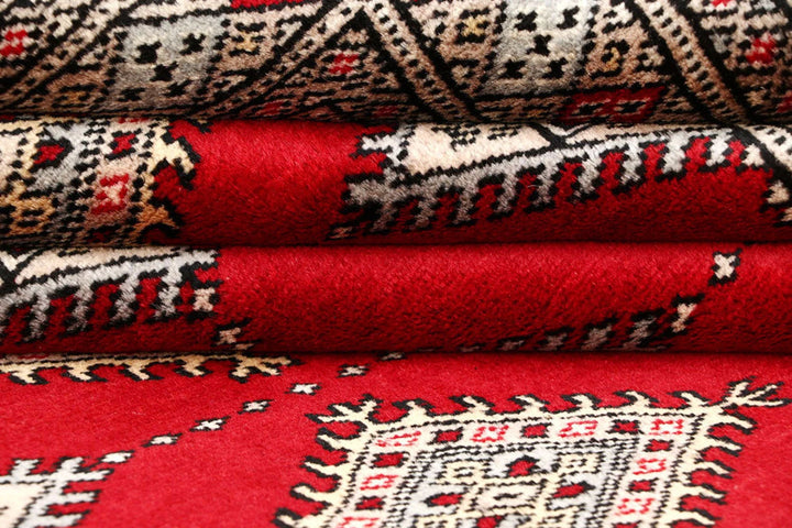 Red Pakistani Jaldar Rug 6' 1" x 9' 2" Hand-Knotted | No. QA19607