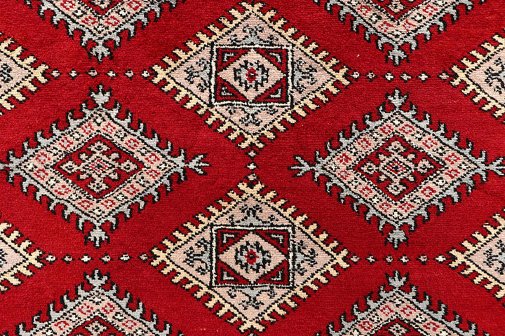 Red Pakistani Jaldar Rug 4' 2" x 6' Hand-Knotted | No. QA19630