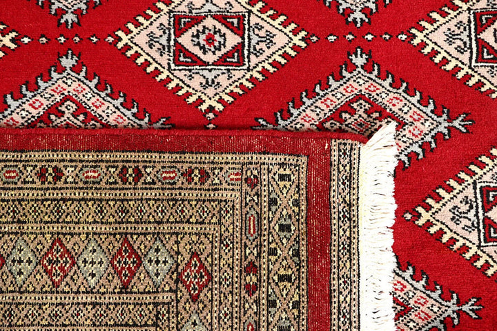 Red Pakistani Jaldar Rug 4' 2" x 6' Hand-Knotted | No. QA19630