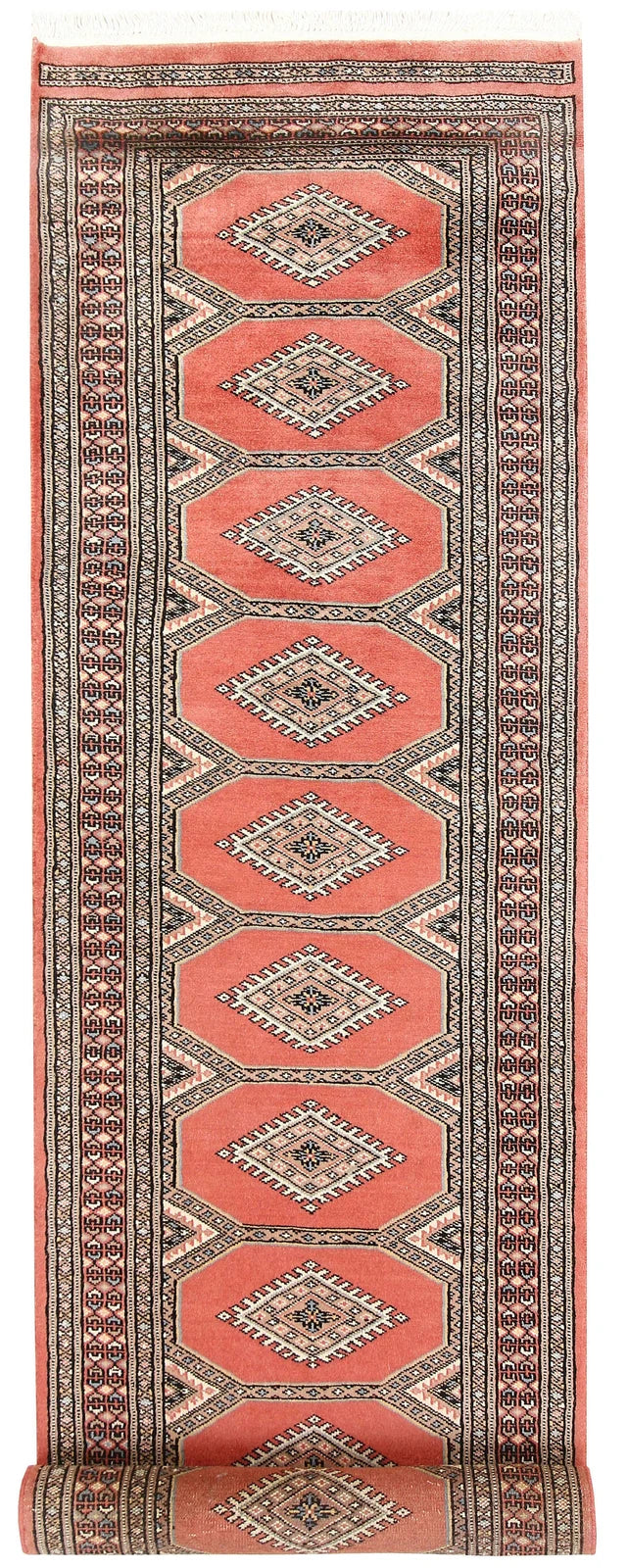 Light Salmon Pakistani Jaldar Runner 2' 4" x 9' 5" Hand-Knotted | No. QA19725