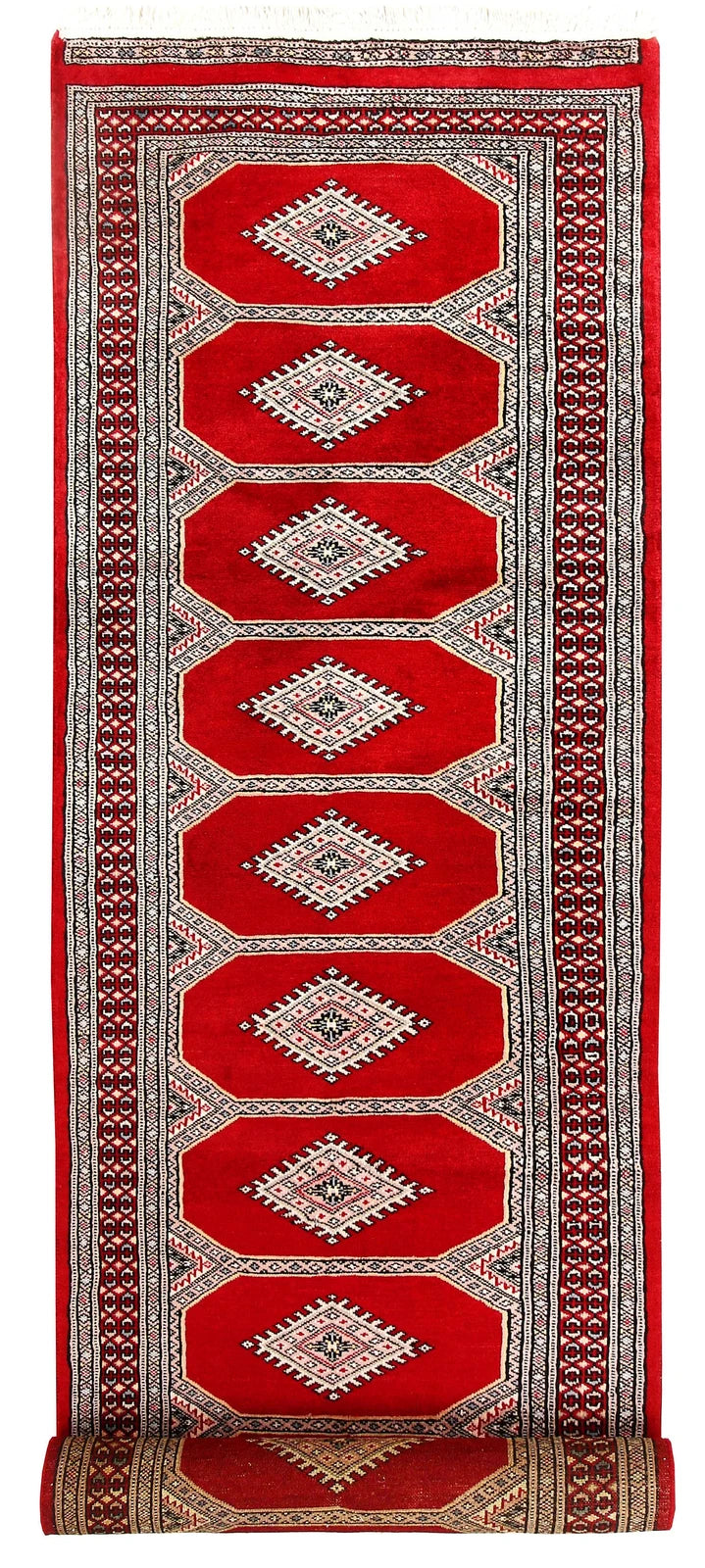 Firebrick Red Pakistani Jaldar Runner 2' 6" x 10' Hand-Knotted | No. QA19759
