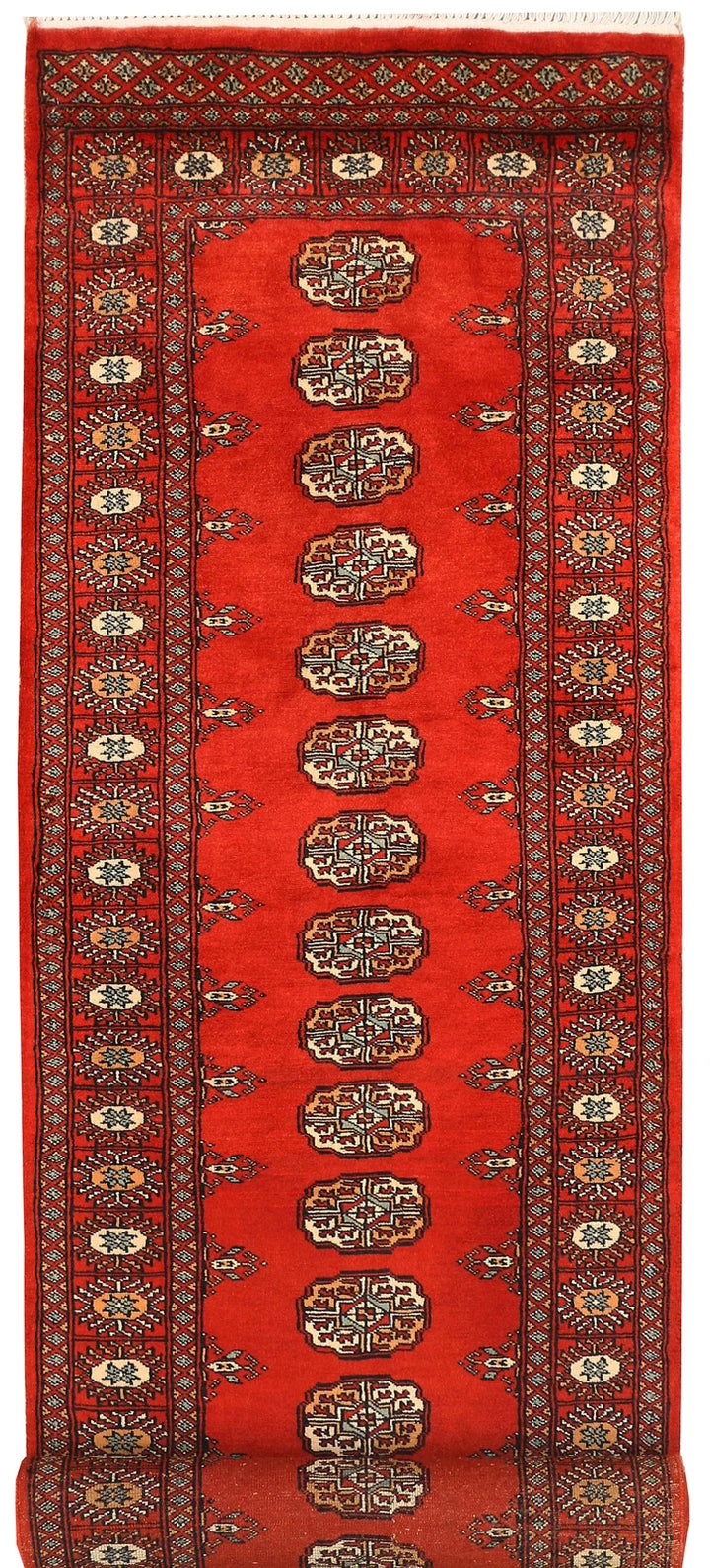 Firebrick Pakistani Bokhara Runner 2' 7" x 10' 7" Hand-Knotted | No. QA19793