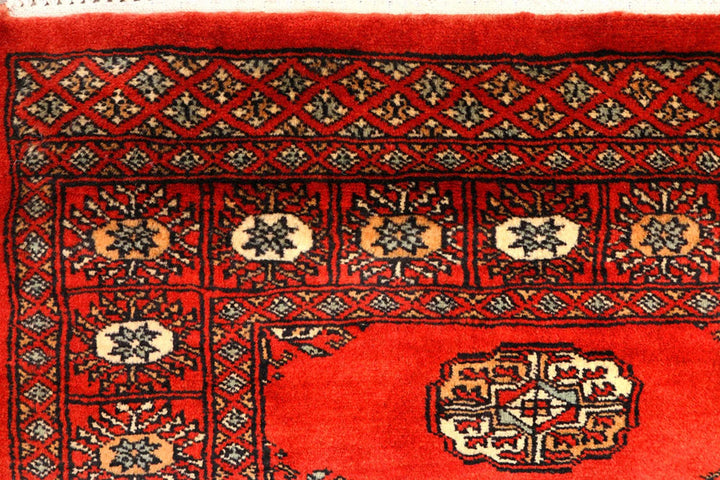 Firebrick Pakistani Bokhara Runner 2' 7" x 10' 7" Hand-Knotted | No. QA19793