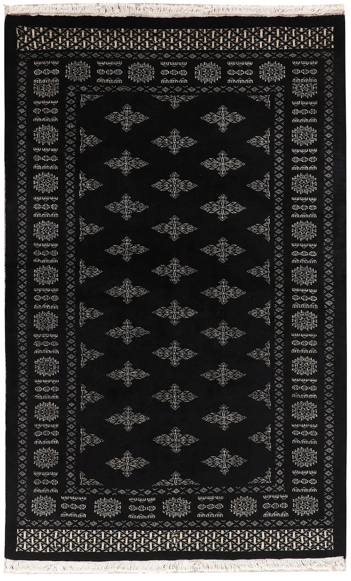 Grey Pakistani Butterfly Rug 4' 1" x 6' 7" Hand-Knotted | No. QA19802