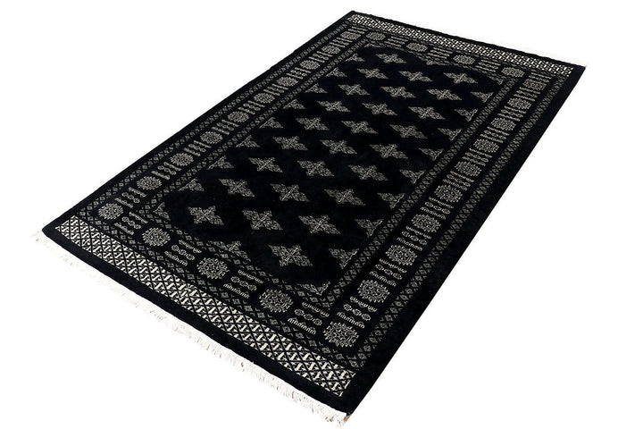 Grey Pakistani Butterfly Rug 4' 1" x 6' 7" Hand-Knotted | No. QA19802