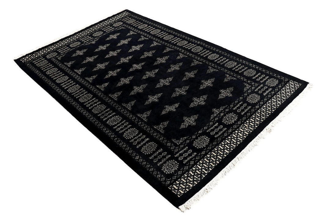 Grey Pakistani Butterfly Rug 4' 1" x 6' 7" Hand-Knotted | No. QA19802