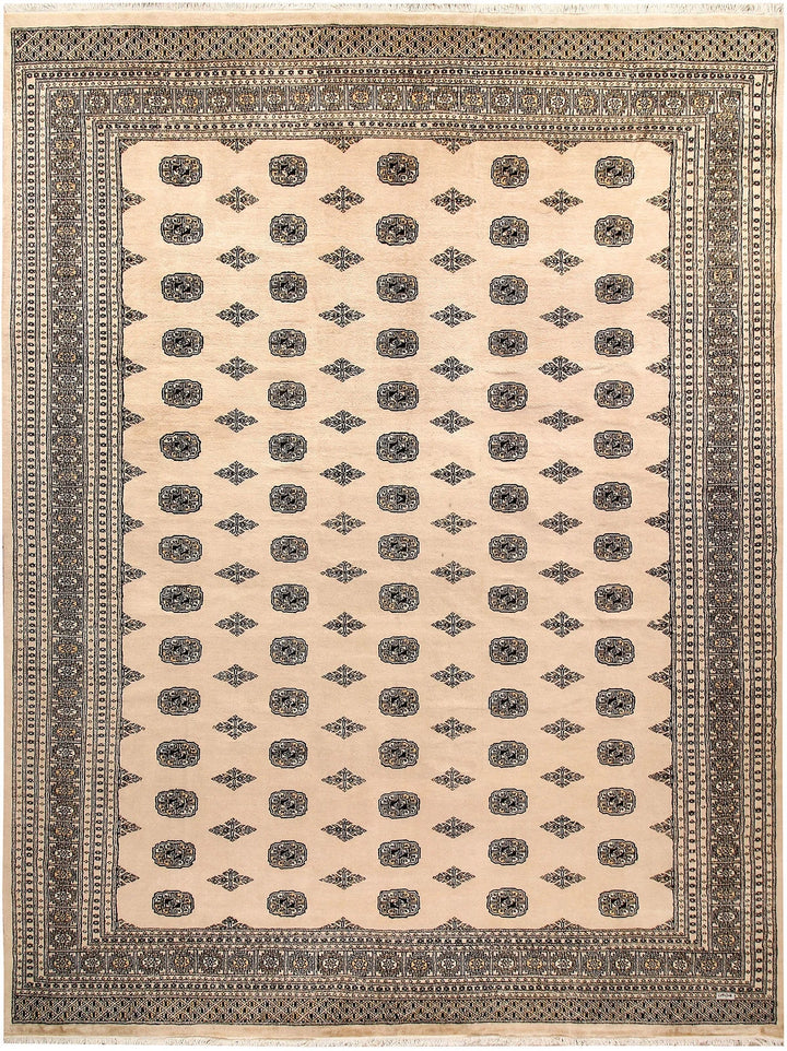 Brown Pakistani Bokhara Rug 10' 1" x 13' 5" Hand-Knotted | No. QA19868