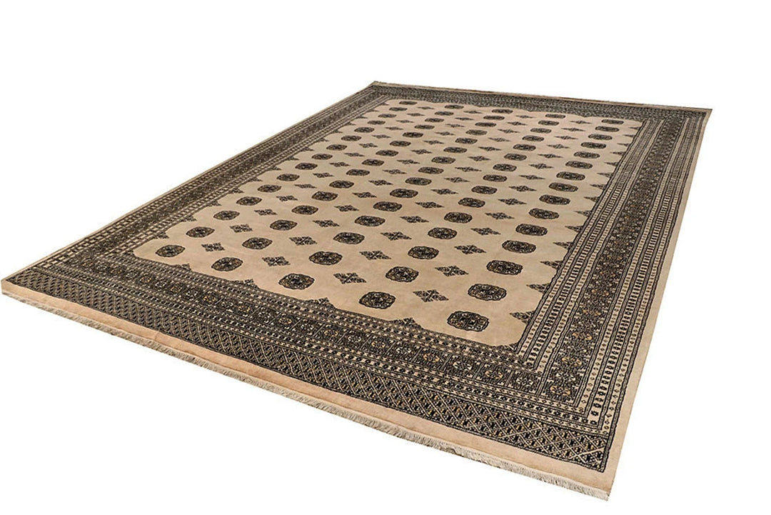 Brown Pakistani Bokhara Rug 10' 1" x 13' 5" Hand-Knotted | No. QA19868