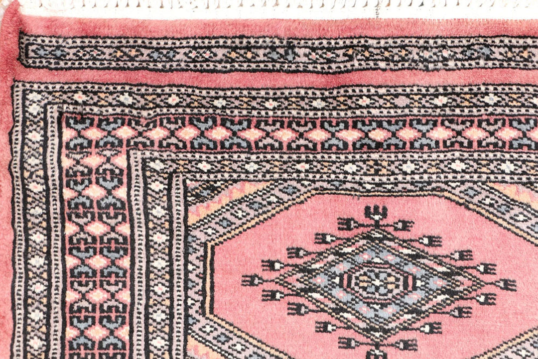 Salmon Pakistani Jaldar Rug 2' x 6' Hand-Knotted | No. QA20125