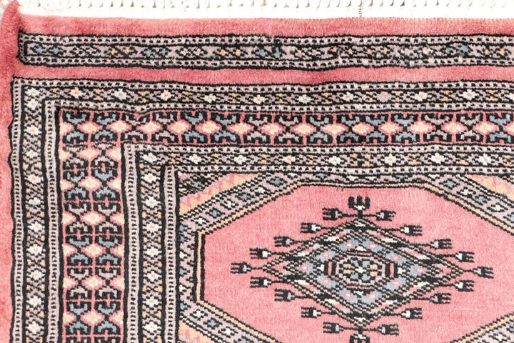 Salmon Pakistani Jaldar Rug 2' x 6' Hand-Knotted | No. QA20125