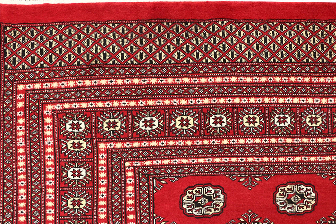 Red Bokhara Rug 8' 11" x 11' 8" Hand-Knotted | No. QA20164