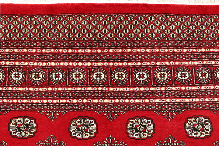 Red Bokhara Rug 8' 11" x 11' 8" Hand-Knotted | No. QA20164