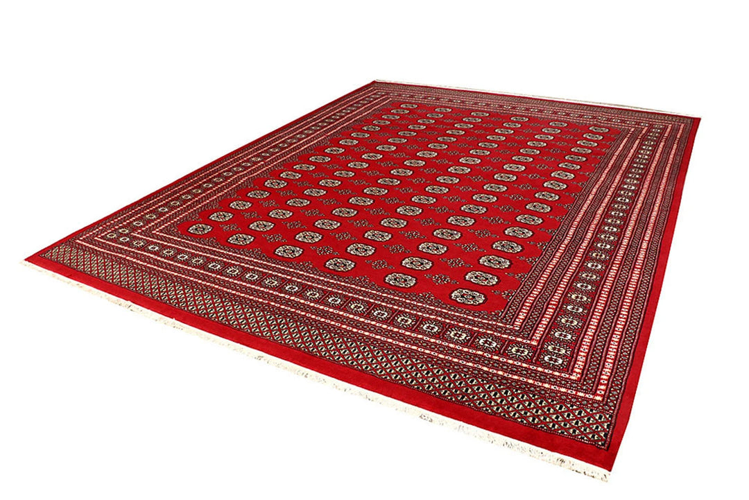 Red Bokhara Rug 8' 11" x 11' 8" Hand-Knotted | No. QA20164