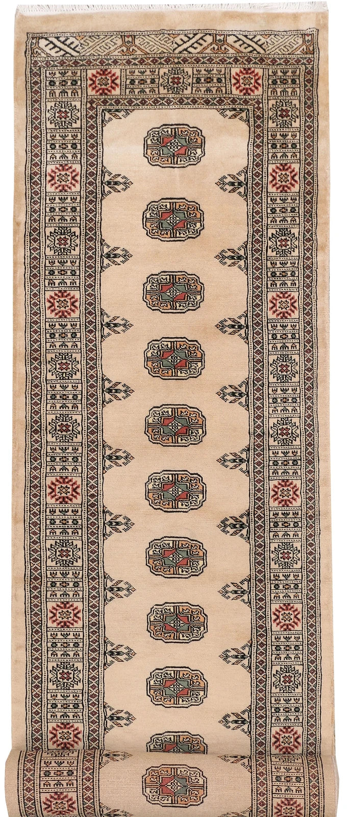 Tan Pakistani Bokhara Rug 2' 6" x 13' 7" Hand-Knotted | No. QA20186