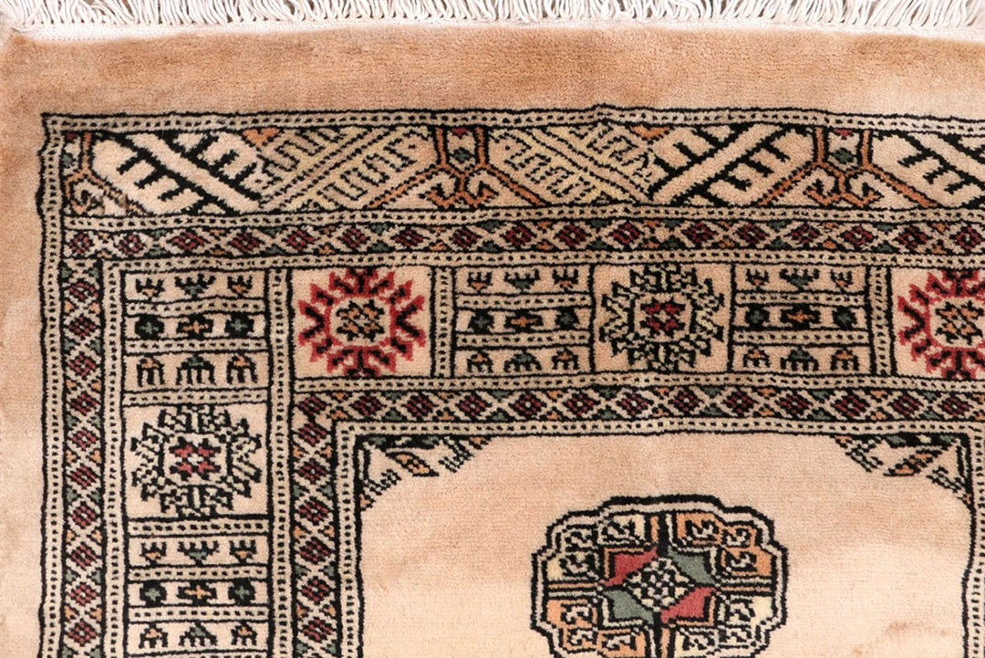 Tan Pakistani Bokhara Rug 2' 6" x 13' 7" Hand-Knotted | No. QA20186