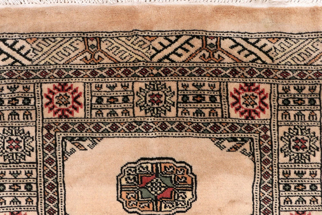 Tan Pakistani Bokhara Rug 2' 6" x 13' 7" Hand-Knotted | No. QA20186