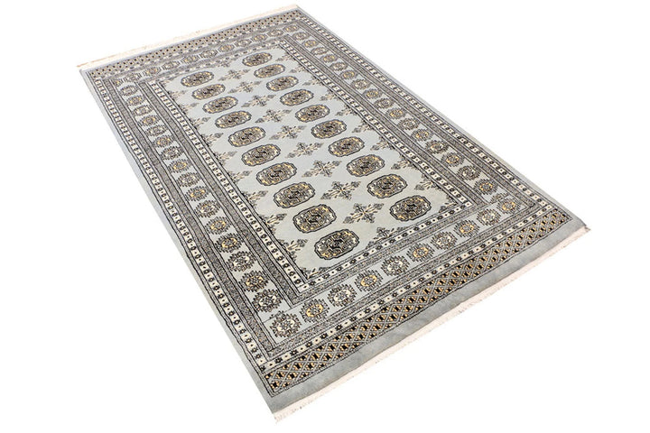 Grey Pakistani Bokhara Rug 4' x 6' 4" Hand-Knotted | No. QA20232