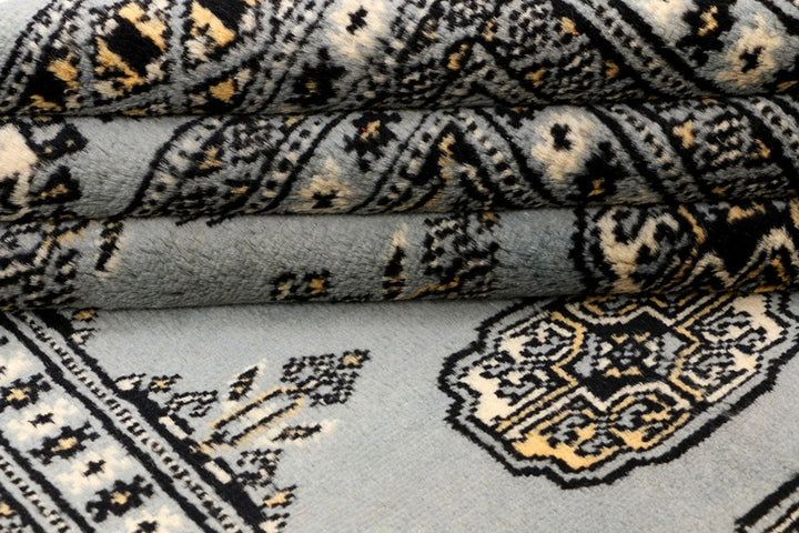 Grey Pakistani Bokhara Rug 4' x 6' 4" Hand-Knotted | No. QA20232