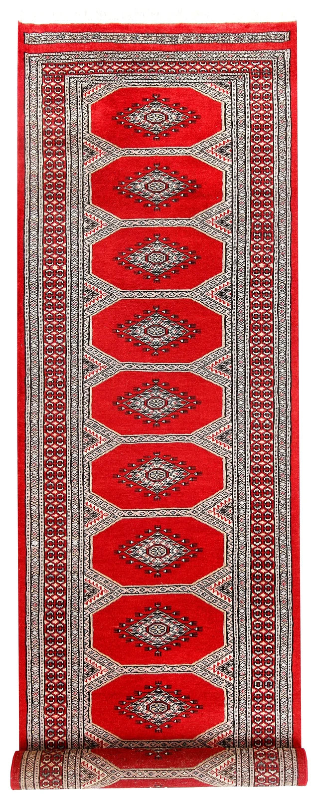 Red Pakistani Jaldar Rug 2' 4" x 9' 2" Hand-Knotted | No. QA20258