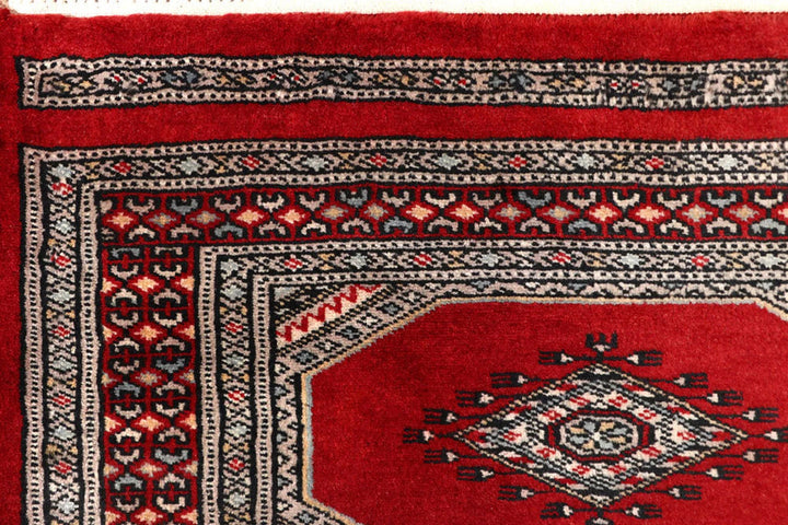 Red Pakistani Jaldar Rug 2' 4" x 9' 2" Hand-Knotted | No. QA20258