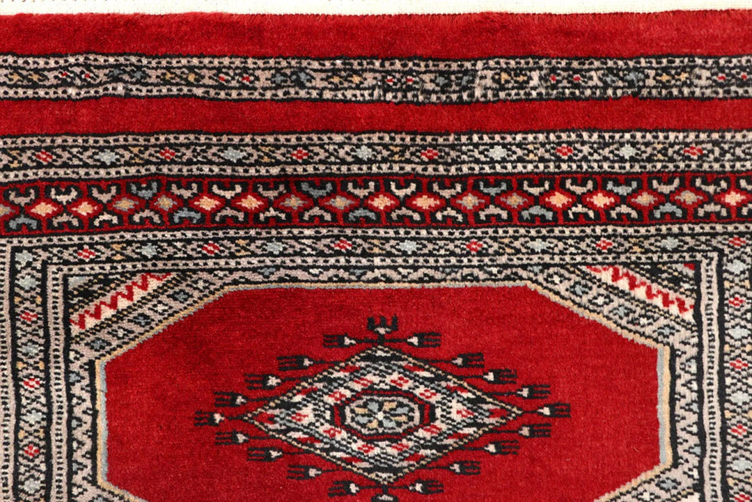 Red Pakistani Jaldar Rug 2' 4" x 9' 2" Hand-Knotted | No. QA20258