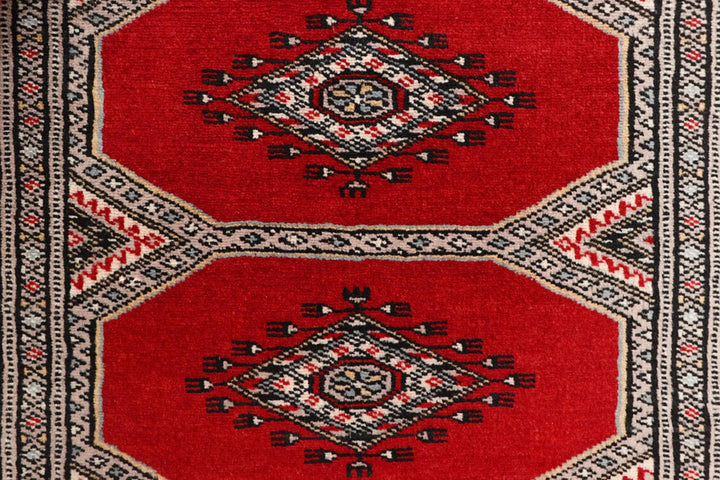 Red Pakistani Jaldar Rug 2' 4" x 9' 2" Hand-Knotted | No. QA20258