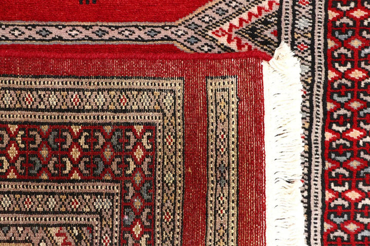 Red Pakistani Jaldar Rug 2' 4" x 9' 2" Hand-Knotted | No. QA20258