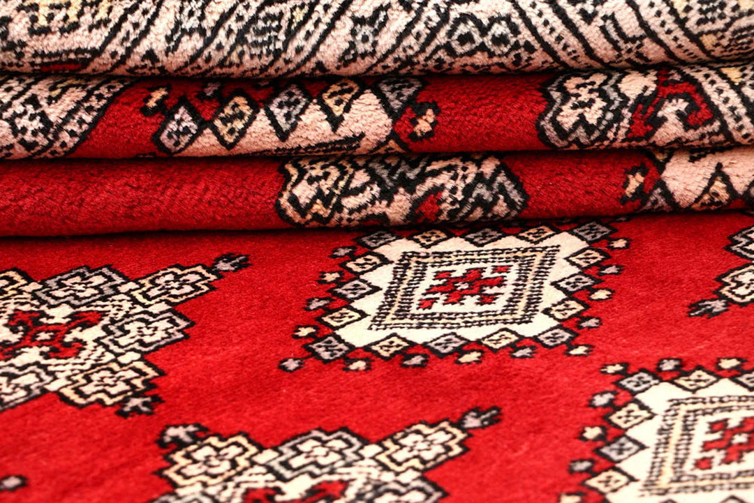 Red Pakistani Jaldar Rug 6' x 9'7" Hand-Knotted | No. QA20444