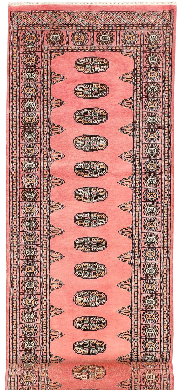Light Coral Pakistani Bokhara Rug 2' 8" x 10' 8" Hand-Knotted | No. QA20470