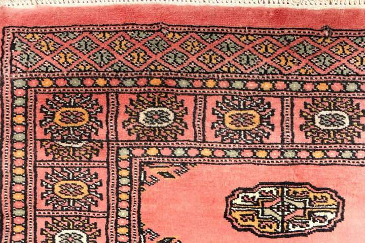 Light Coral Pakistani Bokhara Rug 2' 8" x 10' 8" Hand-Knotted | No. QA20470