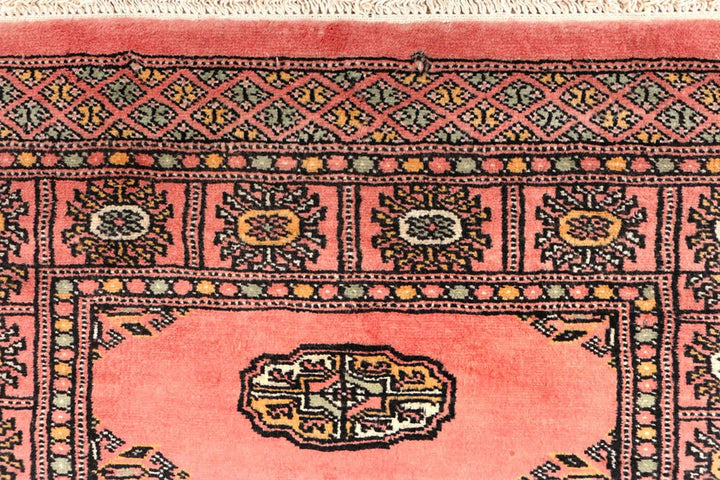 Light Coral Pakistani Bokhara Rug 2' 8" x 10' 8" Hand-Knotted | No. QA20470