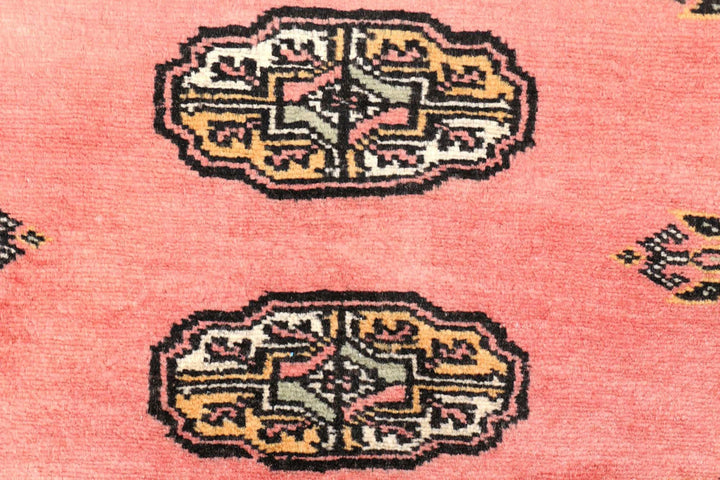 Light Coral Pakistani Bokhara Rug 2' 8" x 10' 8" Hand-Knotted | No. QA20470