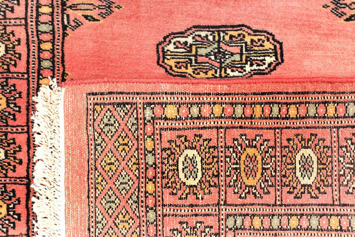 Light Coral Pakistani Bokhara Rug 2' 8" x 10' 8" Hand-Knotted | No. QA20470