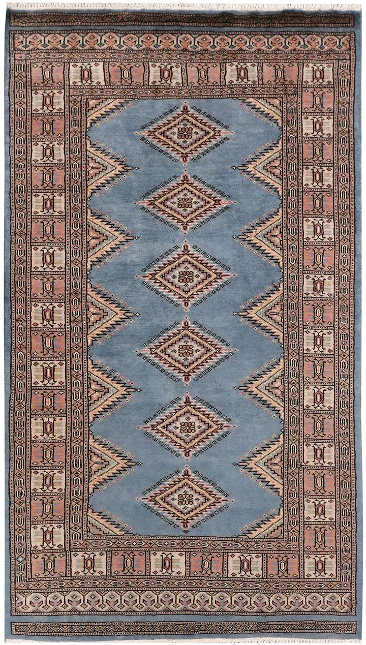Light Slate Grey Pakistani Jaldar Rug 3' x 5'5" Hand-Knotted | No. QA20530