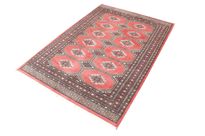 Light Coral Pakistani Jaldar Rug 4' 2" x 5' 11" Hand-Knotted | No. QA20611