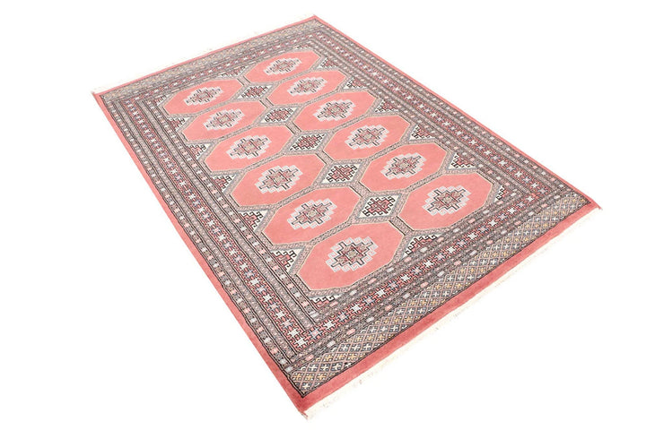 Light Coral Pakistani Jaldar Rug 4' 2" x 5' 11" Hand-Knotted | No. QA20611