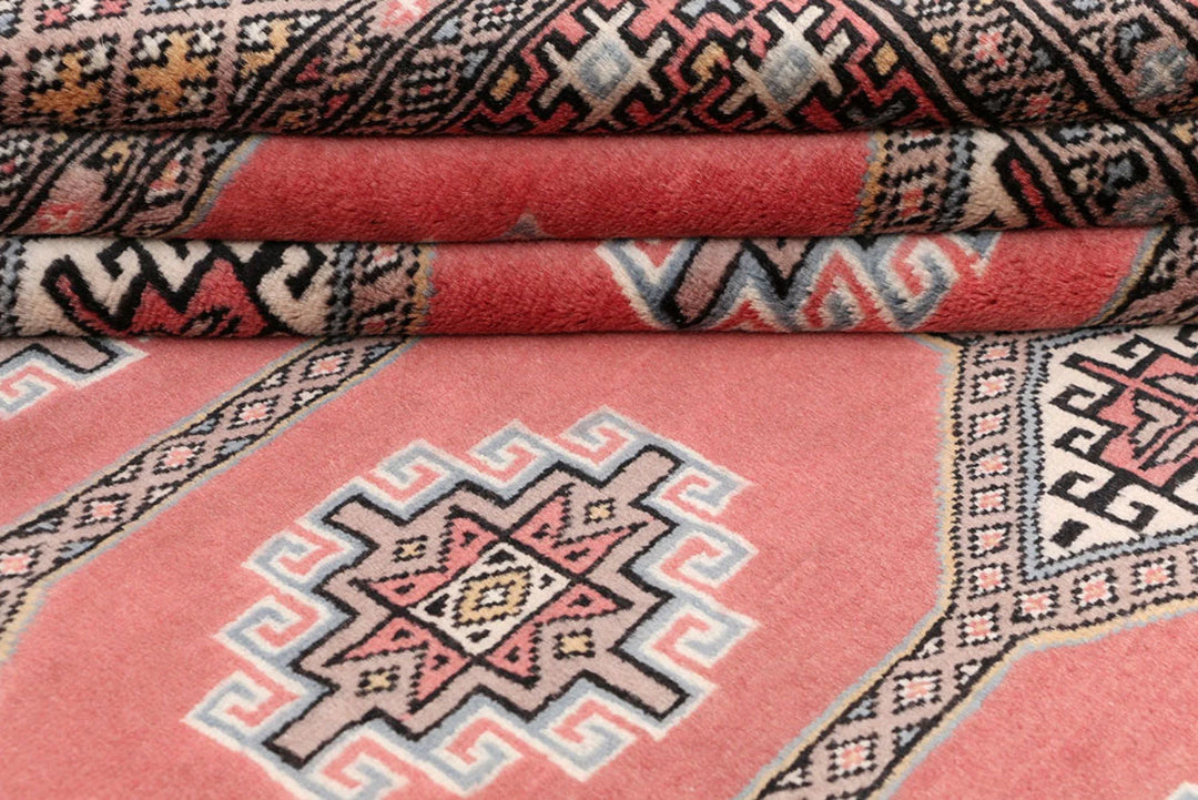 Light Coral Pakistani Jaldar Rug 4' 2" x 5' 11" Hand-Knotted | No. QA20611